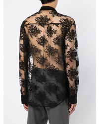 Chemise à manches longues imprimée noire DSQUARED2