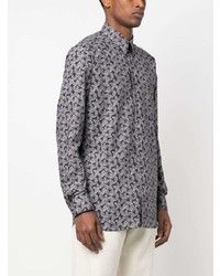 Chemise à manches longues imprimée noire Lardini