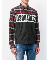 Chemise à manches longues imprimée noire DSQUARED2