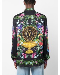 Chemise à manches longues imprimée noire VERSACE JEANS COUTURE