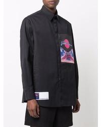 Chemise à manches longues imprimée noire Valentino