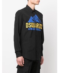 Chemise à manches longues imprimée noire DSQUARED2