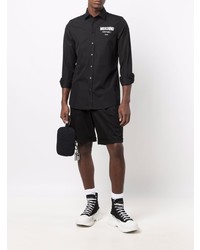 Chemise à manches longues imprimée noire Moschino