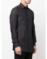 Chemise à manches longues imprimée noire Emporio Armani