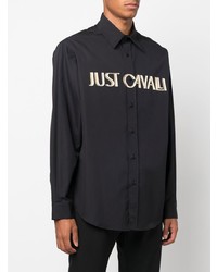 Chemise à manches longues imprimée noire Just Cavalli