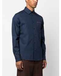 Chemise à manches longues imprimée noire Marni