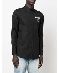 Chemise à manches longues imprimée noire Moschino