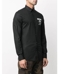 Chemise à manches longues imprimée noire Moschino