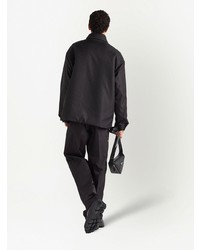 Chemise à manches longues imprimée noire Prada