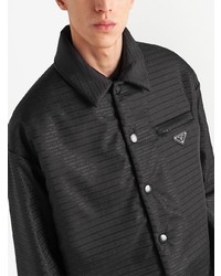 Chemise à manches longues imprimée noire Prada