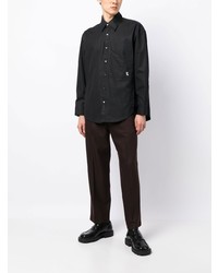 Chemise à manches longues imprimée noire Wooyoungmi