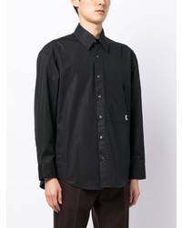Chemise à manches longues imprimée noire Wooyoungmi