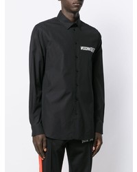 Chemise à manches longues imprimée noire Moschino