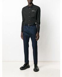 Chemise à manches longues imprimée noire DSQUARED2