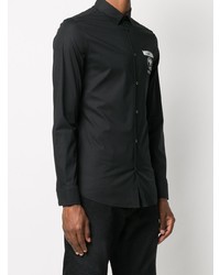 Chemise à manches longues imprimée noire Moschino