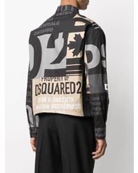 Chemise à manches longues imprimée noire DSQUARED2