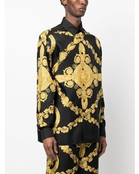 Chemise à manches longues imprimée noire Versace