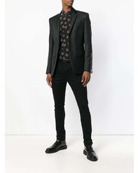 Chemise à manches longues imprimée noire Saint Laurent