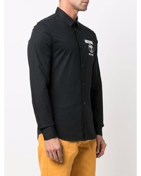 Chemise à manches longues imprimée noire Moschino