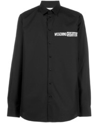 Chemise à manches longues imprimée noire Moschino