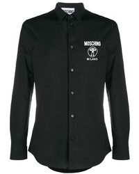 Chemise à manches longues imprimée noire Moschino