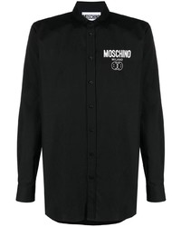 Chemise à manches longues imprimée noire Moschino