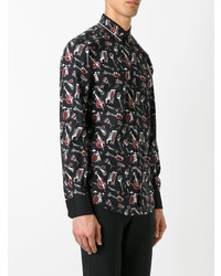 Chemise à manches longues imprimée noire Dolce & Gabbana