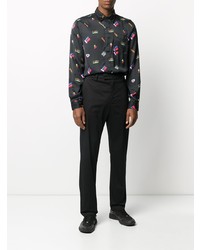 Chemise à manches longues imprimée noire Acne Studios