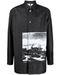 Chemise à manches longues imprimée noire Oamc