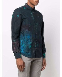 Chemise à manches longues imprimée noire Paul Smith