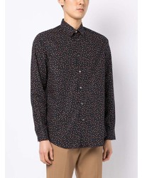 Chemise à manches longues imprimée noire Paul Smith