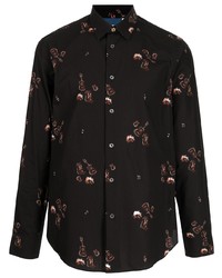 Chemise à manches longues imprimée noire Paul Smith