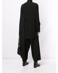 Chemise à manches longues imprimée noire Yohji Yamamoto