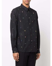 Chemise à manches longues imprimée noire PS Paul Smith