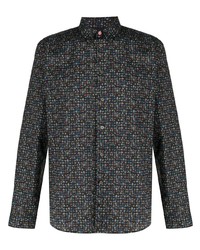 Chemise à manches longues imprimée noire PS Paul Smith