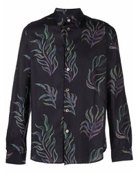 Chemise à manches longues imprimée noire PS Paul Smith