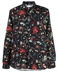 Chemise à manches longues imprimée noire PS Paul Smith