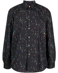 Chemise à manches longues imprimée noire PS Paul Smith