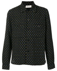 Chemise à manches longues imprimée noire Saint Laurent