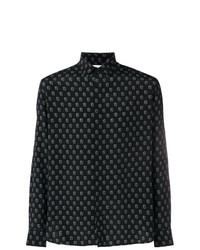 Chemise à manches longues imprimée noire Saint Laurent