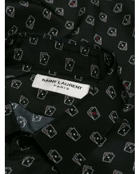 Chemise à manches longues imprimée noire Saint Laurent