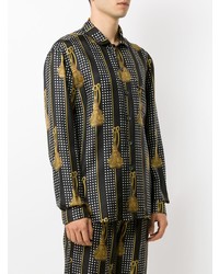 Chemise à manches longues imprimée noire Dolce & Gabbana