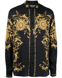 Chemise à manches longues imprimée noire VERSACE JEANS COUTURE