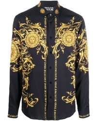 Chemise à manches longues imprimée noire VERSACE JEANS COUTURE