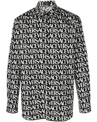Chemise à manches longues imprimée noire Versace