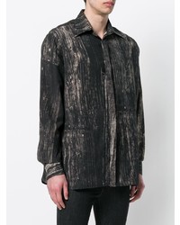 Chemise à manches longues imprimée noire Poan