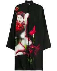 Chemise à manches longues imprimée noire Yohji Yamamoto