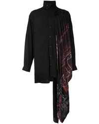 Chemise à manches longues imprimée noire Yohji Yamamoto