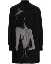 Chemise à manches longues imprimée noire Yohji Yamamoto