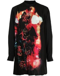 Chemise à manches longues imprimée noire Yohji Yamamoto